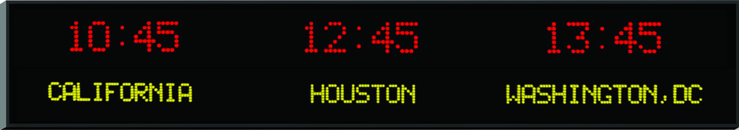 3 Zone Digital Wall Clock Dot Matrix Clocks - 6 Time Zone Digital Wall Clock 3 Zone Digital Wall Clock Dot Matrix Clocks - 6 Time Zone Digital Wall Clock
