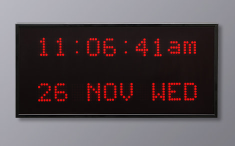 DAC-92420V-R Red Vertical Alpha Calendar Clock
