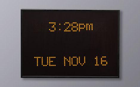DAC-92412V-Y Yellow Vertical Alpha Calendar Clock