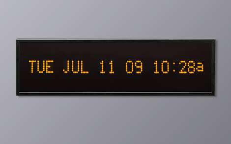 DAC-92412H-Y Yellow Horizontal Alpha Calendar Clock